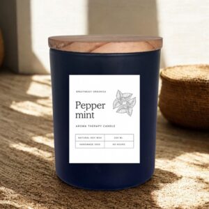 Wooden Lid Black Jar Aroma Therapy Candle 200 ML