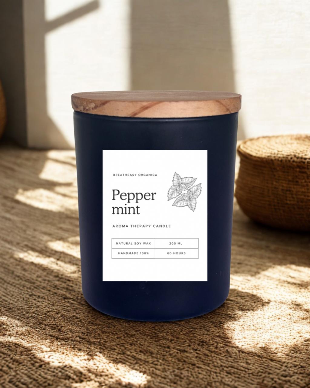 Wooden Lid Black Jar Aroma Therapy Candle 200 ML