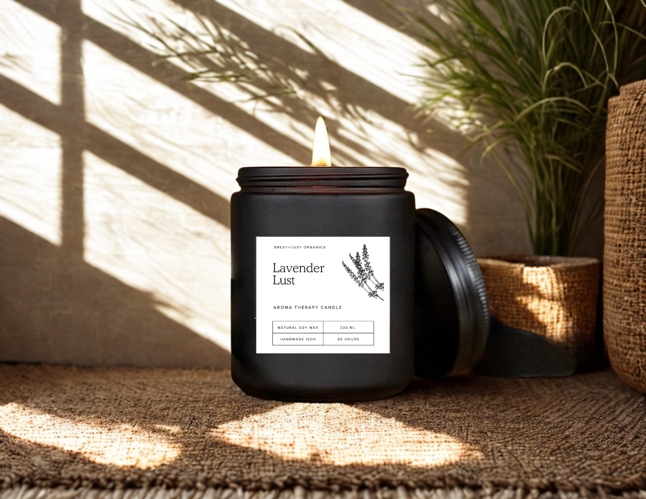 Metal Black Jar Aroma Therapy Candle 200 ML - Image 2